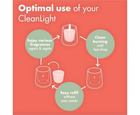 Bolsius Svece arom. stikla gl. Clean Light Ø95x85mm 0% fragrance Sveces un svečturi