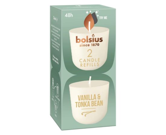 Bolsius Sveces Clean Light uzpildes sveces 2 gab. vanilla&tonka bean Sveces un svečturi