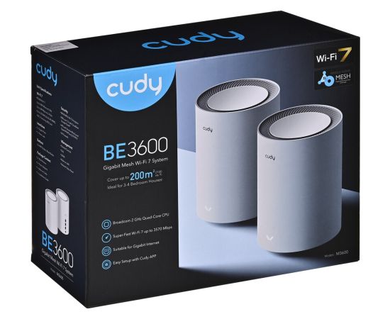 Cudy M3600 Dual-band (2.4 GHz / 5 GHz) Wi-Fi 7 (802.11be) White 3 Internal Wireless Routers