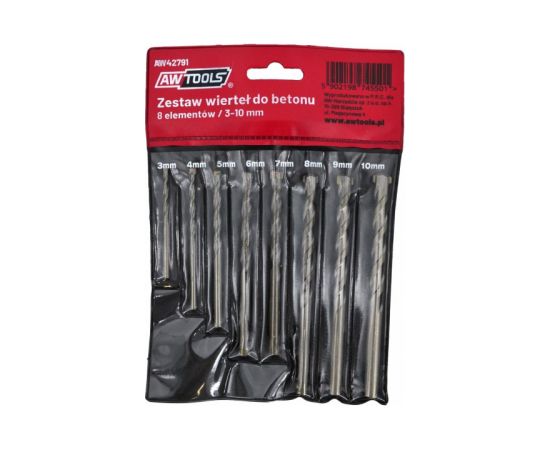 Urbju komplekts metālam AWTools AW42791; TCT; 3-10 mm; 8 gab. Аксессуары для дрелей