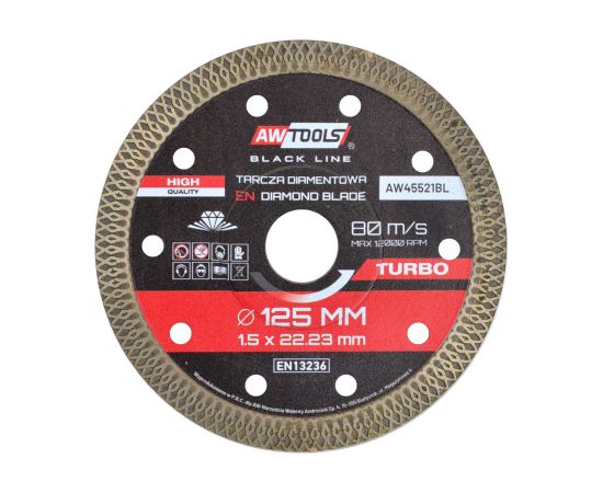 Dimanta disks sausajai un slapjajai griešanai AWTools AW45521BL; 125x1,5x22,2 mm Различные диски