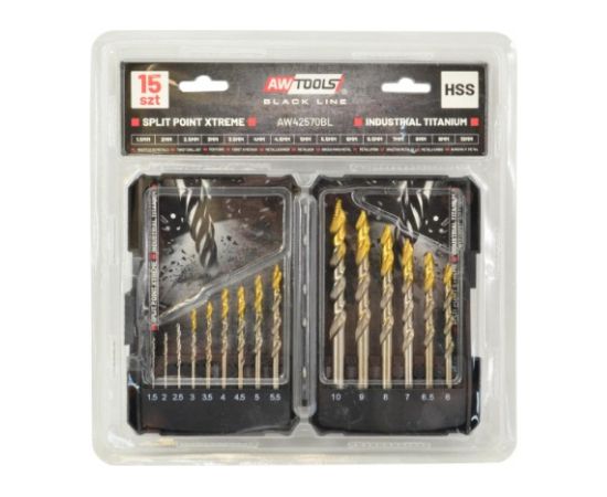 Metāla urbju komplekts AWTools AW42570BL; 1,5-10 mm; 15 gab. Аксессуары для дрелей