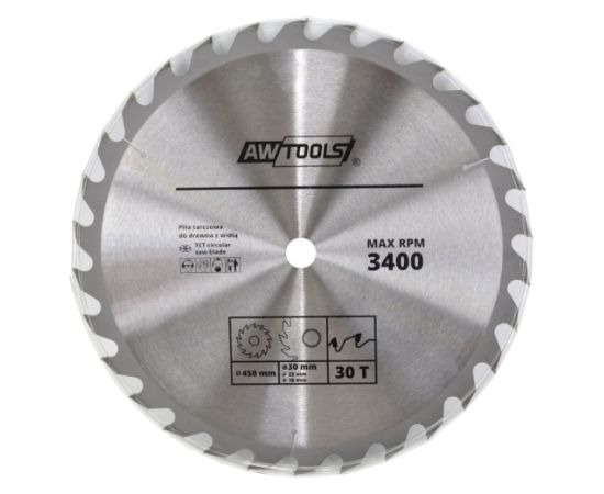 Griešanas disks kokam AWTools AW48498; 600 mm Zāģripas