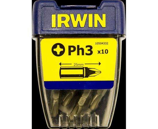 Skrūvgrieža uzgaļu komplekts Irwin 10504332; PH3; 25 mm; 10 gab. Аксессуары для дрелей