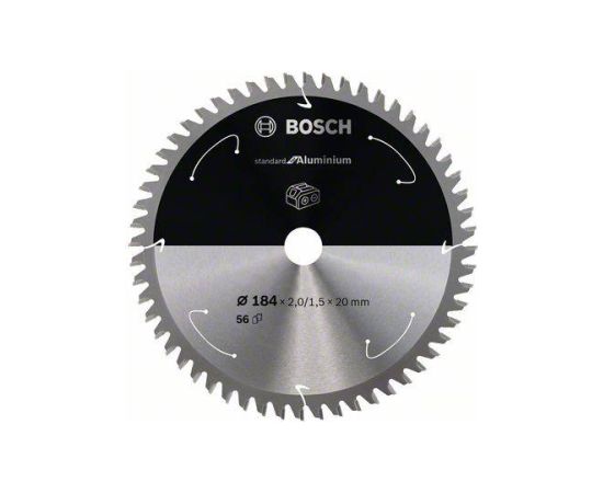 Griešanas disks Bosch Standard for Aluminium 2608837768; 184x20 mm; Z56 Zāģripas