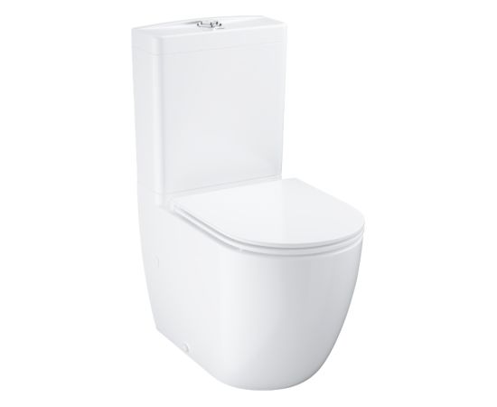 Grohe pods ar QR/SC Slim vāku BauCeramic rimless, 365x627 mm, universāls izvads, pievads no apakšas, balts Напольные унитазы