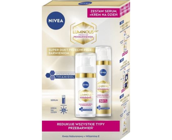 NIVEA CELLULAR LUMINOUS630 Zestaw prezentowy Krem na dzień + Serum na przebarwienia Духи и косметика