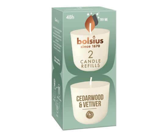 Bolsius Sveces Clean Light uzpildes sveces 2 gab. cedarwood & vetiver Sveces un svečturi