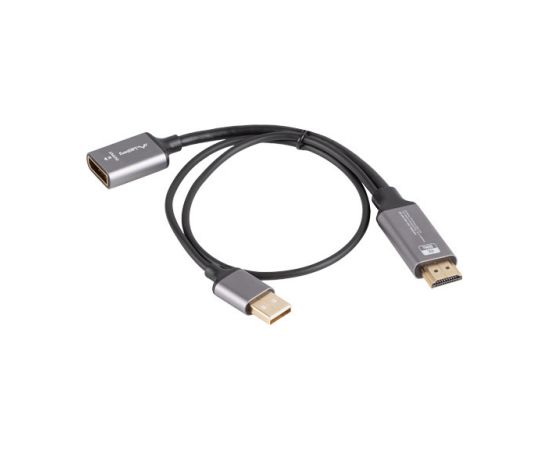 Lanberg HDMI (M) to Displayport (F) Adapter 4K on cable 20cm, Silver AD-HD-DP-02  Кабель HDMI