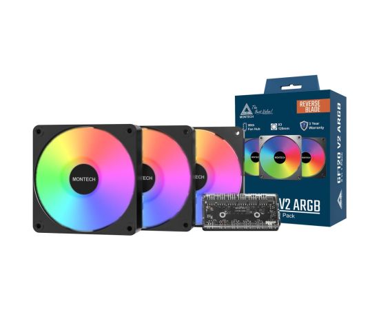 CASE FAN 120MM GF120R V2/ARGB PWM 3I1 (B) MONTECH Korpusu dzesēšana