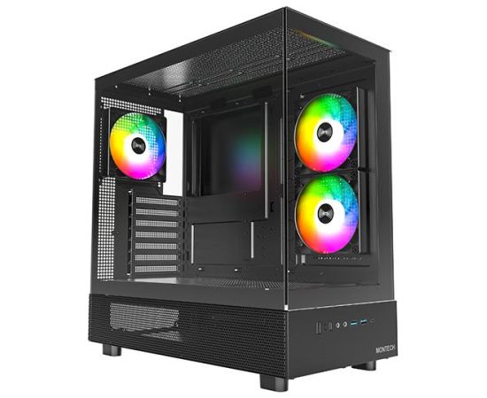 Case MONTECH XR MidiTower Not included ATX MicroATX MiniITX Colour Black XR(B) Datoru korpusi