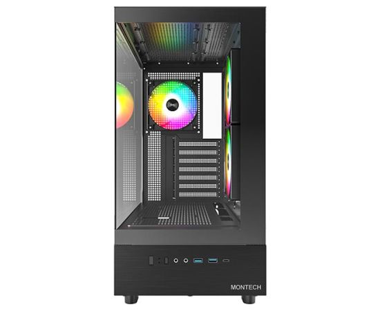 Case MONTECH XR MidiTower Not included ATX MicroATX MiniITX Colour Black XR(B) Datoru korpusi