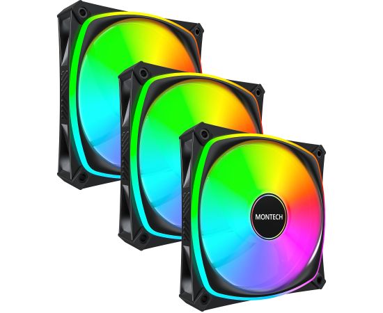 CASE FAN 120MM/RX120 PRO BLACK 3 IN 1 MONTECH Korpusu dzesēšana