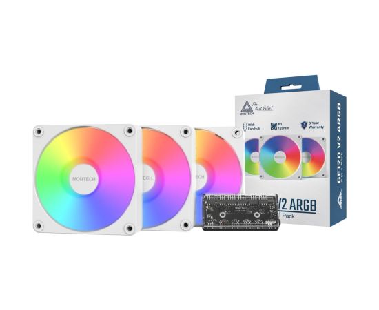 CASE FAN 120MM GF120 V2/ARGB PWM 3I1(W) MONTECH Korpusu dzesēšana