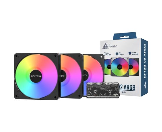 CASE FAN 120MM GF120 V2/ARGB PWM 3I1(B) MONTECH Korpusu dzesēšana