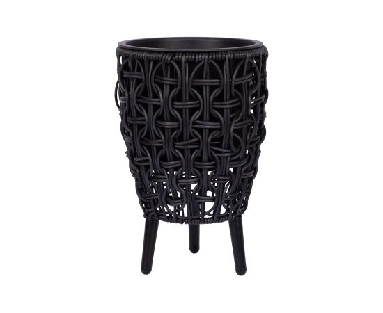 Planter WICKER 21x21xH32cm, black Новости, мебель, дом