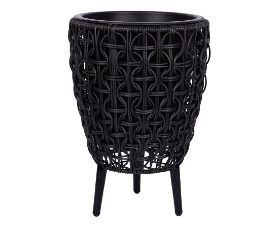 Planter WICKER 28x28xH42cm, black Новости, мебель, дом