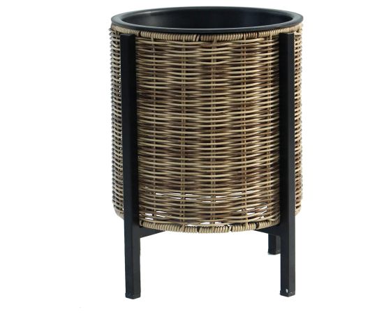 Planter WICKER with stand D28xH36cm, light brown Новости, мебель, дом