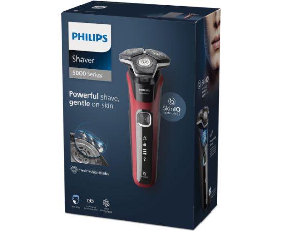 Philips SHAVER Series 5000 S5883/10 men's shaver Rotation shaver Trimmer Black, Red Matu, Bārdas, Ķermeņa trimmeri