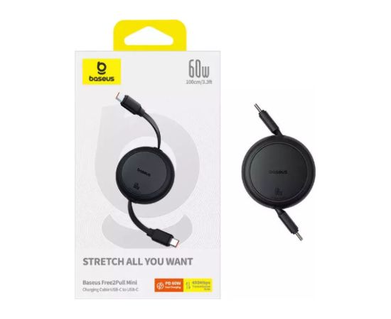 Baseus Free2Pull Mini USB-C uz USB-C Kabelis 60W 1m Data USB kabeļi