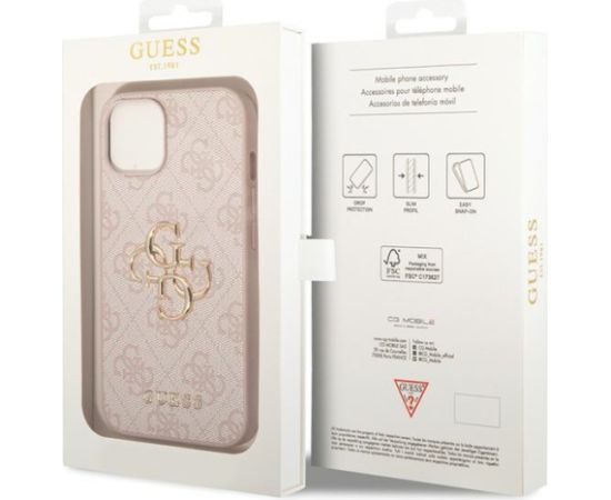 Guess PU Leather 4G Metal Logo Case Aizsargapvalks Priekš Apple iPhone 15 Plus Neoriģinālie Maciņi