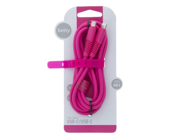 Setty USB-C kabelis ar USB-C, 1,5 m, 20 W, KSC-C-1.5206, rozā Data USB kabeļi