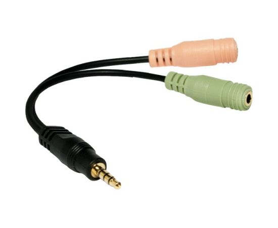 Logilink Audio jack adapter, 4-pin, 3.5 mm stereo male to 2x 3.5mm female 0.15 m Dažādi vadi