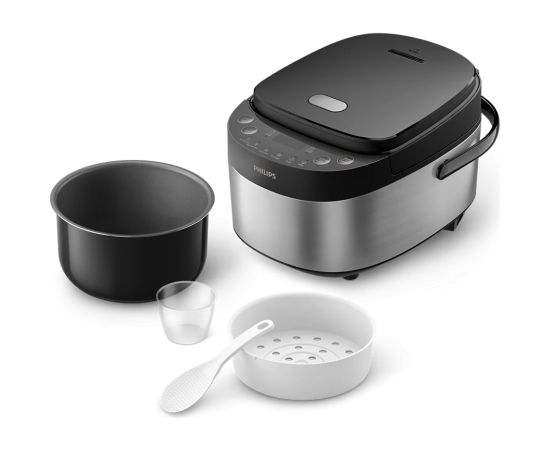 Philips Mini rice cooker HD3093/80 3000 series 600 W 0.85 L Number of programs 8 Black/Stainless Steel Крупная бытовая техника