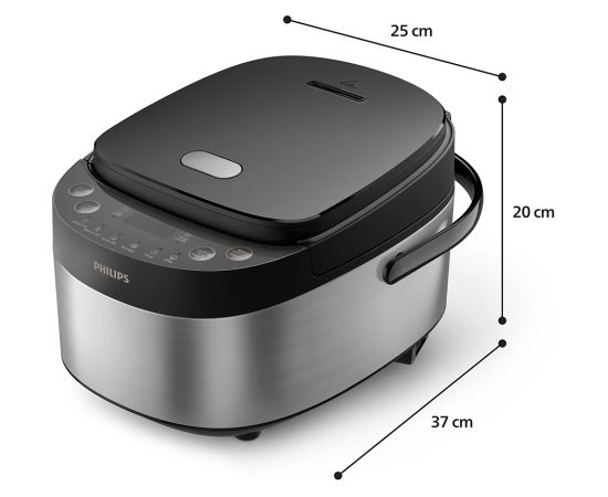 Philips Mini rice cooker HD3093/80 3000 series 600 W 0.85 L Number of programs 8 Black/Stainless Steel Крупная бытовая техника