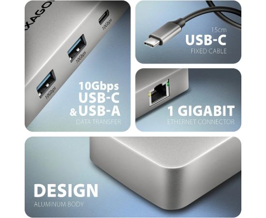 AXAGON USB-C 10Gbps DUAL 4K DISPLAY 7in1 hub HMC-CUB83X2 Usb HUB