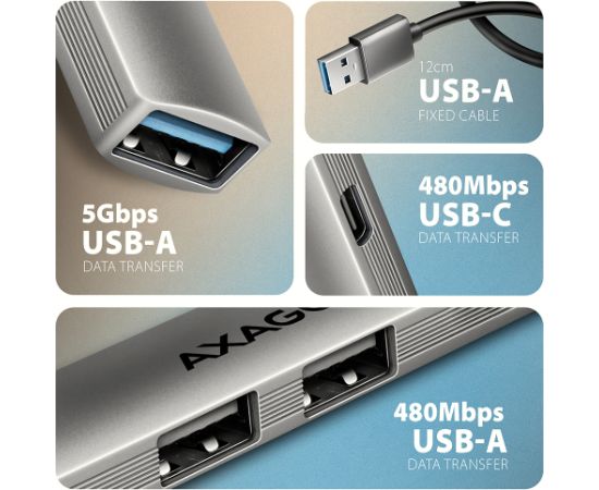 AXAGON ALU STRIP USB-A 4 port hub HUE-STA USB / Type-C Hub