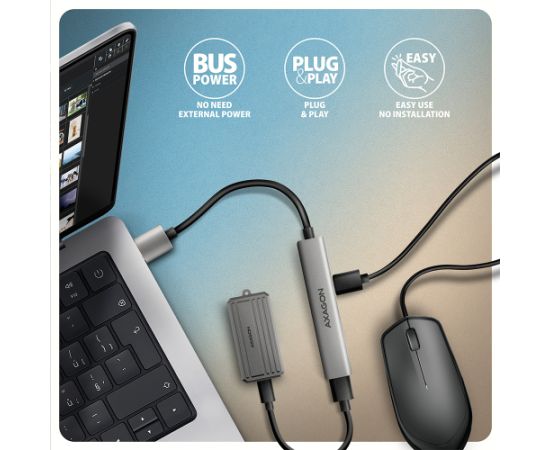 AXAGON ALU STRIP USB-A 4 port hub HUE-STA USB / Type-C Hub