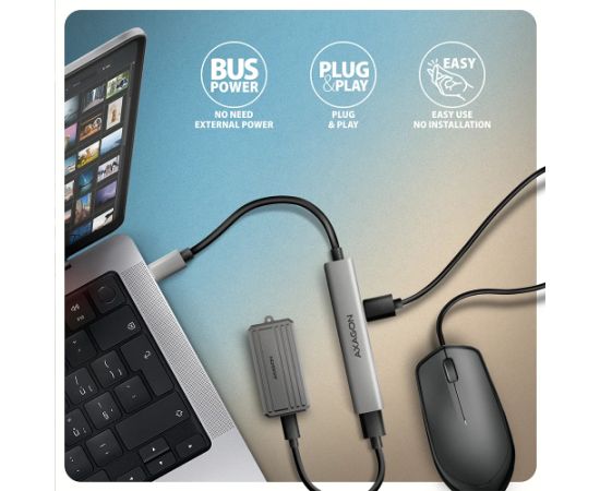 AXAGON ALU STRIP USB-C 4 port hub HUE-STC USB / Type-C Hub
