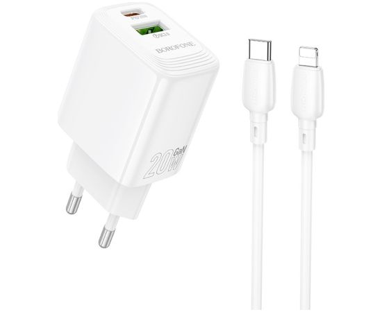 Сетевая зарядка Borofone BN27 20W USB-C/USB-A + USB-C to Lightning cable 1.0m белая Зарядные устройства