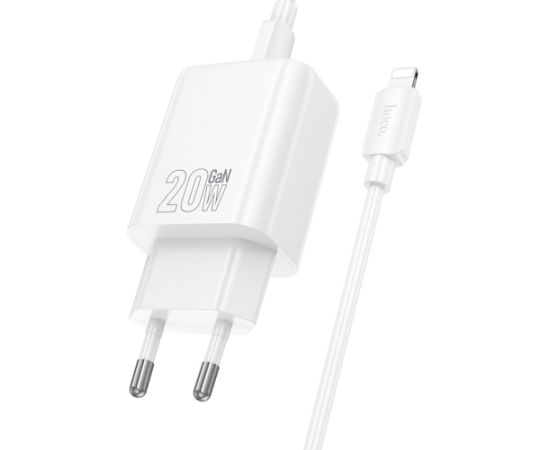Charger Hoco N60 20W GaN USB-C + USB-C to Lightning cable 1.0m white Telefonu lādētāji 220v