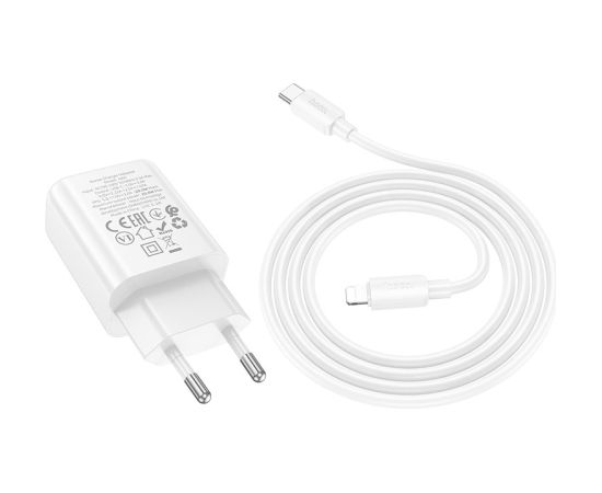 Charger Hoco N60 20W GaN USB-C + USB-C to Lightning cable 1.0m white Telefonu lādētāji 220v