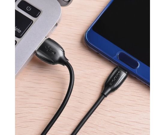USB cable Borofone BX19 USB-A to USB-C 1.0m black Data USB kabeļi