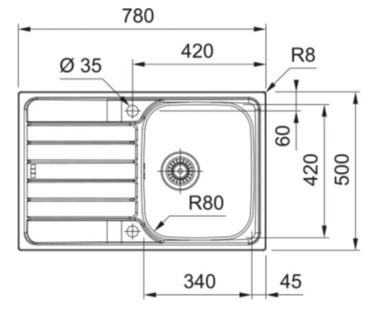 Franke Spark SKX 611-78/50 3 1/2" Iebūvējama Nerūsējoša Tērauda Virtuves Izlietne Jaunumi Sadz. tehnika