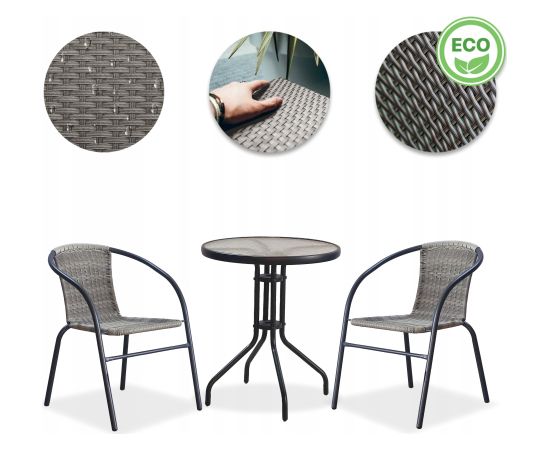 Modernhome ZESTAW MEBLI OGRODOWYCH STOLIK KRZESŁA KOMPLET MEBLI TARAS Z TECHNORATANU Dārza mēbeļu komplekti