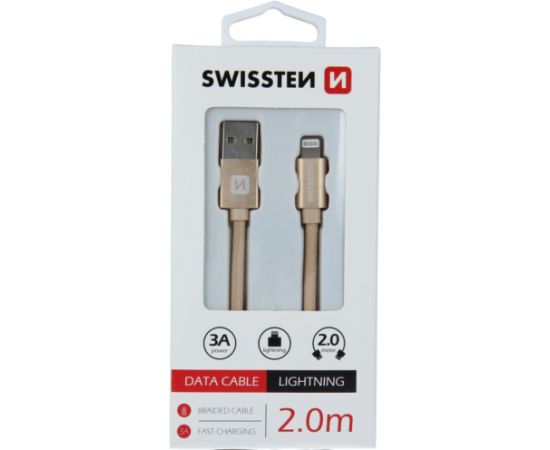 Swissten Textile Fast Charge 3A Lightning Кабель Для Зарядки и Переноса Данных 2m Дата USB-кабели
