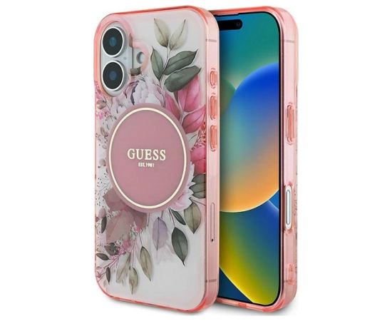 Guess IML Flower & Tonal Circle MagSafe Защитный Чехол для Apple iPhone 16 Чехлы - альтернативные