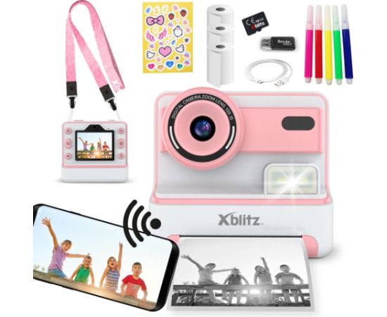Xblitz FLASH PINK  INSTANT CAMERA WITH THERMAL PRINTER FOR CHILDREN Moment Foto Kameras