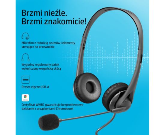 HP Stereo USB Headset G2 Wired Head-band Office/Call center Black Austiņas