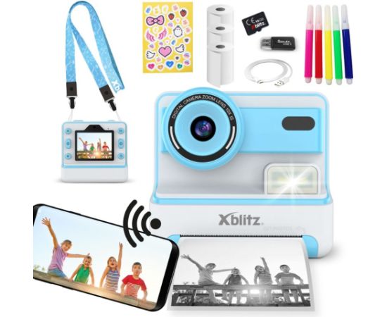 Xblitz FLASH BLUE INSTANT CAMERA WITH THERMAL PRINTER FOR CHILDREN Moment Foto Kameras