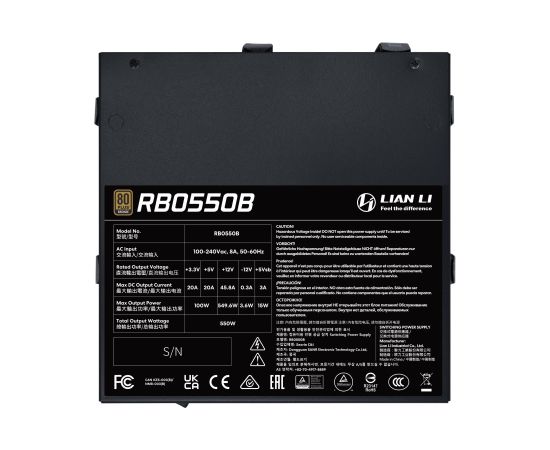 Power Supply LIAN LI RB PSU ATX 100 - 240 V 550 W G9P.RB0550B.B000.EU Datoru barošanas bloki