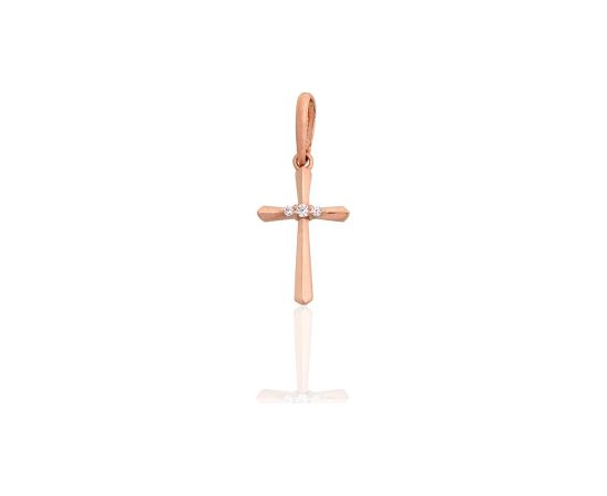 Zelta kulons #1301158(Au-R)_CZ, Sarkanais Zelts 585°, Cirkoni, 0.22 gr. Krustiņi un ikonas