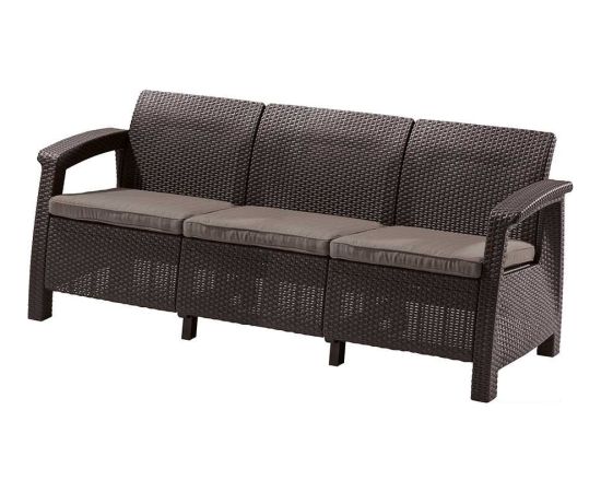 Keter Dārza dīvāns trīsvietīgs Corfu Love Seat Max brūns Jaunumi -Dārzam