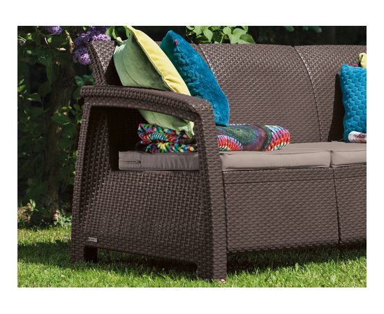 Keter Dārza dīvāns trīsvietīgs Corfu Love Seat Max brūns Jaunumi -Dārzam