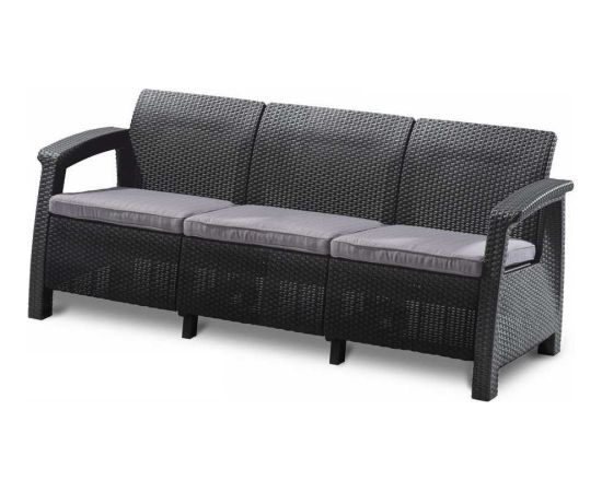 Keter Dārza dīvāns trīsvietīgs Corfu Love Seat Max pelēks Jaunumi -Dārzam