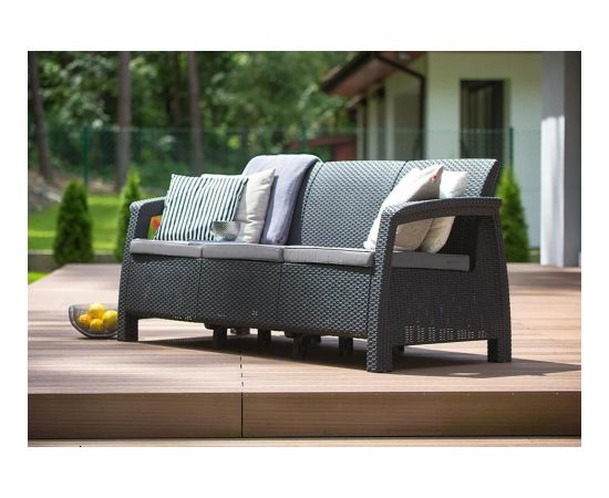 Keter Dārza dīvāns trīsvietīgs Corfu Love Seat Max pelēks Jaunumi -Dārzam